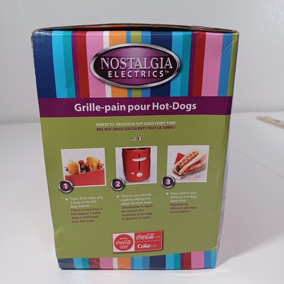 Nostalgia  Coca-Cola Pop-Up 2 Hot Dog and Bun Toaster HDT600COKE - Picture 4 of 8